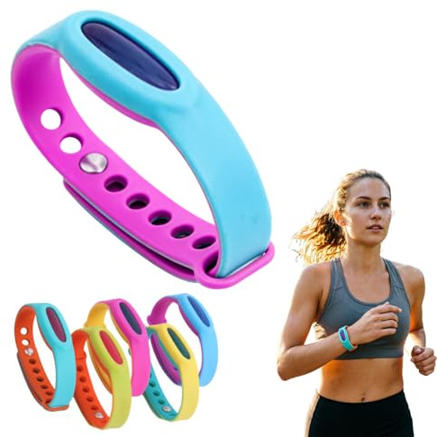 Juego de 5 pulseras antimosquitos, repelente natural de mosquitos para adultos y niños, banda de silicona ajustable e impermeable para acampar y actividades al aire libre (Color aleatorio)