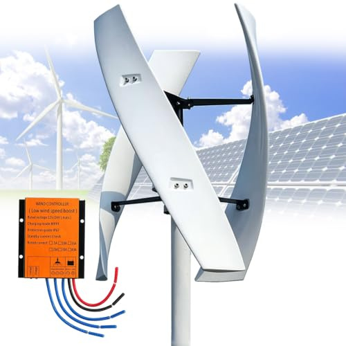 Aerogenerador Doméstico 16000W 20000W Turbina Eólica Vertical Kit Completo 12V 24V 48V 220V con Controlador, Generador de Bajo Ruido en Espiral para Jardín(16000W,12V)