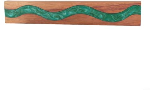 MKTOLHUS Magnetische Holzleiste mit gewellter Harzeinlage, starker Halter für Metall-Kochwerkzeuge, natürliches Holz und Harzregal für Küchenorganisation, leicht zu reinigen (grün)