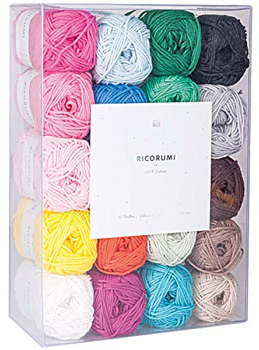 Rico Design Häkel-& Strickgarn, Baumwolle, Bunt, Breit, 1150 Meter, 20 Farben