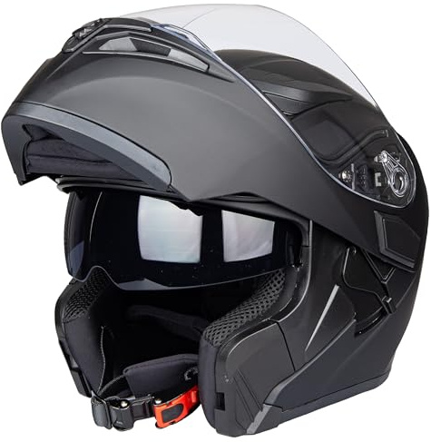 Oubaiya Casco de Motocicleta de Cara Completa, Solapa, Casco de Motocicleta Modular con Doble Visera, Aprobado por la ECE, para Hombres y Mujeres Adultos