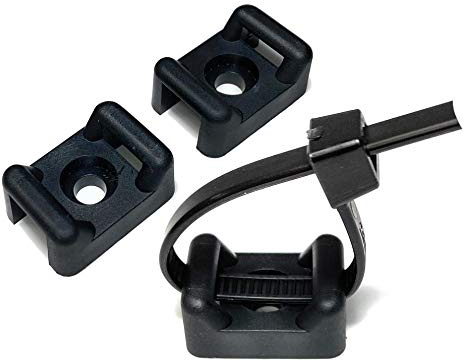 Black Nylon Screw Mount Cable Tie Base Cradle (50, 9.0mm, Screw: M5)