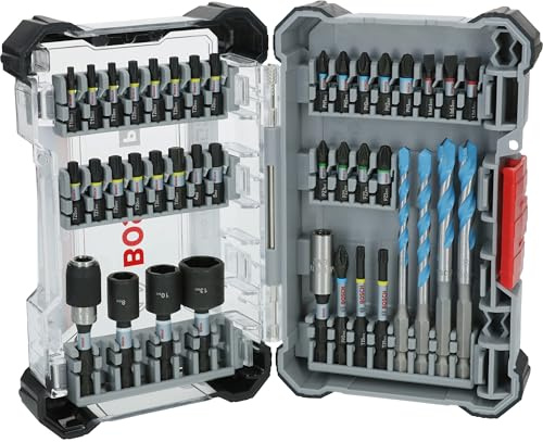Bosch 40x PRO Impact Schrauberbits & Multi Construction Bohrer Set, 40-tlg. | für Beton, Weiche Fliesen, 200 x 107 mm, Professional Zubehör Schraubendreher, Bohrmaschine/Schrauber