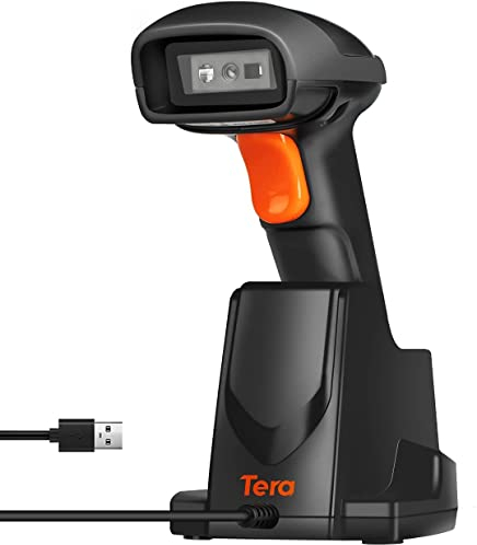 Tera Pro 1MP-Fotocamera Lettore di Codici a Barre Bluetooth Barcode Scanner 2D QR 1D ad Alta Velocità di Scansione Wireless 2.4G e Bluetooth con Stazione di Ricarica, HW0007