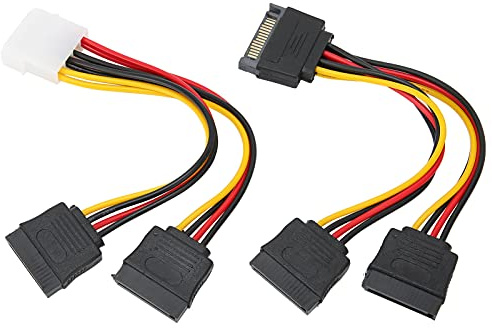 Cable De Extensión De Alimentación Sata, Cable De Alimentación De Disco Duro De 2 Piezas, Cable Adaptador De Distribuidor De 4 Pines IDE 15 Pines SATA Macho a 2 Hembra