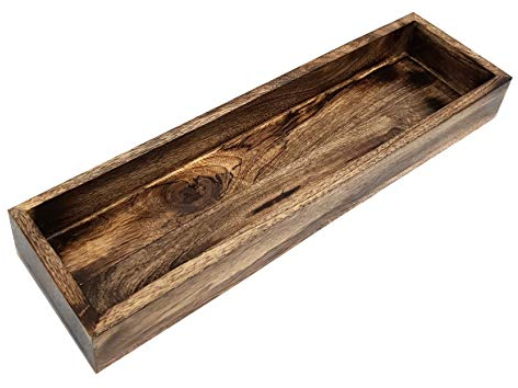collectiblesBuy Long Narrow Tray Natural Food Safe Tealight Tray Handcrafted Wooden Appetizer Serving Tray Rectangular Decorative