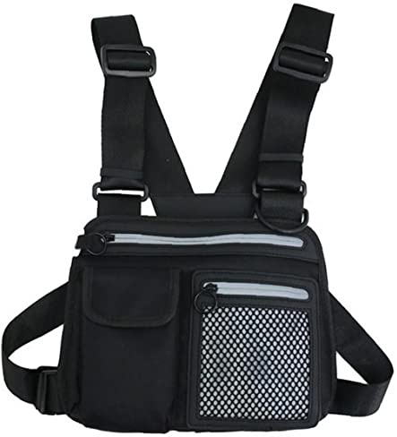 Sanfly Bolsa Plataforma Pecho Moda Paquete Delantero Táctico Arnés Utility Utility Bolsas para Noche Running Senderismo Jogging Walking