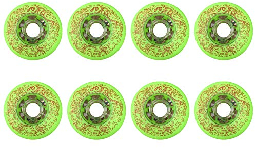 SSCYHT Inline Skates Ersatzrollen 88A Caster Board PU Rollen 72mm 76mm 80mm Draußen und Drinnen Roller Skate Rollen Packung mit 8,Grün,76mm