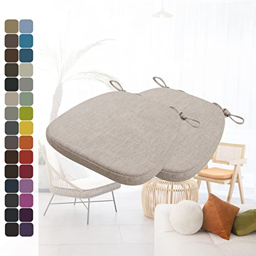 Kimgull 2er Set Stuhlkissen mit Bändern Bequeme Waschbare Rutschfestes Sitzkissen Ideal für zu Hause und Gartendekoration, viele Farben und Größen zur Auswahl (40X38X3CM Taupe)