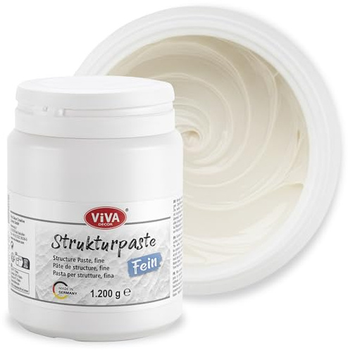 Viva Decor® Fine Structure Paste (1200 g, White) Matte, Very Fine-Grain Impasto Paste Water-Based for Relief-like to Plastic Surface Structure, for Creative and Artists