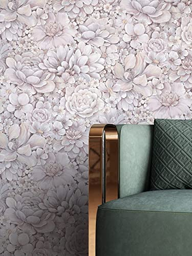 NEWROOM Tapete Rosa Vliestapete Blumen - Vintage Floral Flieder Lila Rosen Blätter Blumentapete Modern inkl. Tapezier-Ratgeber