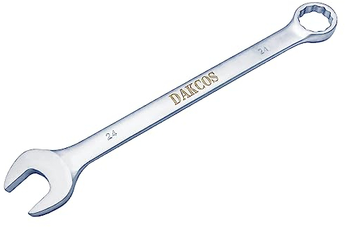 DAKCOS Gabelringschlüssel 24mm Maul-Ringschlüssel aus CR-V mit mattierter Chromoberfläche