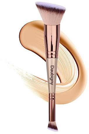 Daubigny Makeup Brushes Dual-ended Angled Foundation Brush Concealer Brush Perfect for Any Look Premium Luxe Hair Rounded Taperd Flawless Brush Ideal for Liquid, Cream, Powder,Blending,
