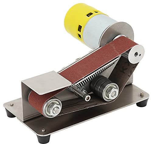JORAsa Mini levigatrice a Nastro elettrica Levigatrice a Nastro Levigatrice per lucidatura Fai-da-Te AC110‑240V per tornitura di plastica Lucidatura a Lama di Legno(Spina UK 775 (100W))
