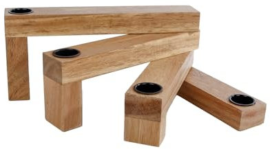 Holz Kerzenhalter klappbar für 4 Stabkerzen - 33 x 15 cm - Deko Kerzenständer für Tafelkerzen - Kerzenleuchter Advent Weihnachten Winter Tischdeko