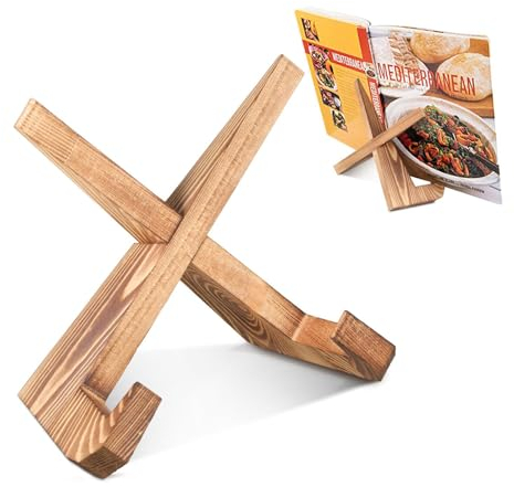 Support pour livre de cuisine en bois - Support de livre de recettes - Support de livre pour lecture - Pour cuisine, iPad, tablette - Décoration vintage