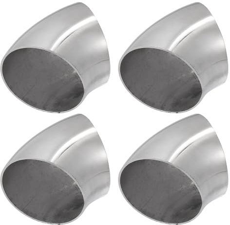 A ABSOPRO Tubo Codo Escape 45 Grados Plateado 4Piezas Ss304