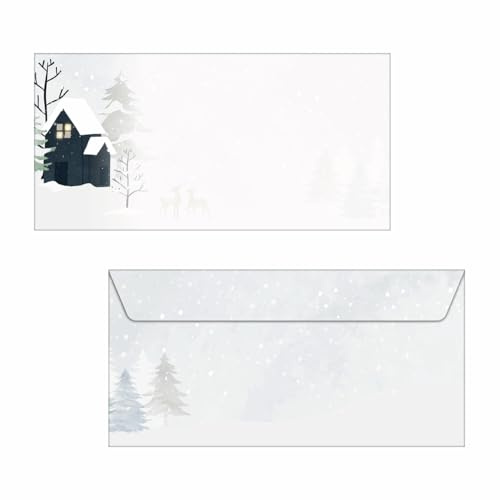 SIGEL Weihnachts Briefumschläge Cozy Christmas Watercolor 25 Stück | DU601, Gummiert für Weihnachtspost und Einladungen