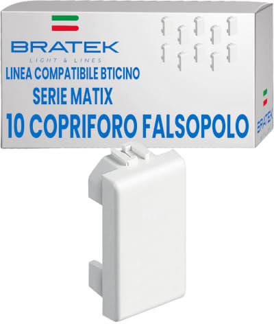BRATEK 10 Stück Beleuchtungsdeckel Schalter kompatibel mit Bticino Matix Falso Polo Lochabdeckung AM5000, weiß Schalter Elektro