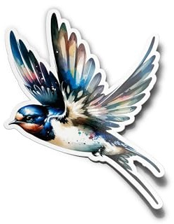 PACK AUTOCOLLANTS STICKERS Hirondelle en vol Aquarelle vinyle Résistant Uv et Eau Déco Oiseau sauvage animaux amoureux nature faune aile 9cm