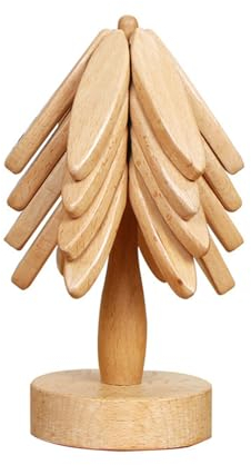 Dessous De Plat Bois, Design en Forme d'arbre, Dessous De Plat en Bois De Hêtre Résistant À La Chaleur pour Cuisine, Décoration De Table À Manger(Comprend 4 Tapis Et 1 Support)