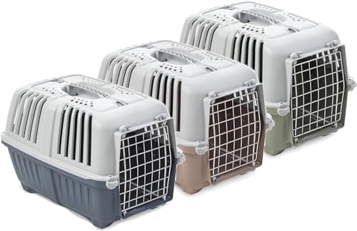 Pet's Market Pratiko Trasportino Gatto Cane Trasporto Rigido Accessorio Viaggio Animali Auto Treno Porta in ferro Chiusura Sicura con Fessure Colori Assortiti (2 Metal 55x36x36h)