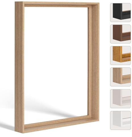 Bildershop-24 Schattenfugenrahmen FLEXI in Eiche Natur (Dekor) 50x50cm für Leinwandbilder und Keilrahmenbilder bis 4 cm Tiefe