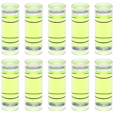 QUARKZMAN 10pcs Zylindrische Libelle 9x25mm Mini Wasserwaage für Nivellierung Kamera Stativ Teleskop Werkstatt Drehteller Bilder Rahmen, Grün.