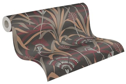 A.S. Création Vliestapete Floral - hochwertige Mustertapete 399364 in Metallic, Schwarz, Rot, Weiß - Designtapete für Wohnzimmer - Made in Germany