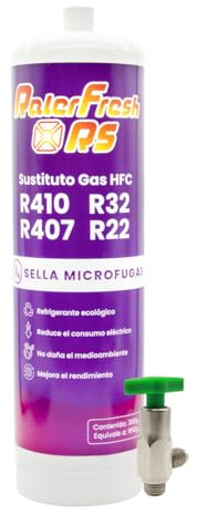 Ralerfresh RS Gasflasche als Ersatz für R410, R32, R407 und R22 Kühlmittel für Klimaanlagen, Typ Split (Flasche + Schlüssel)