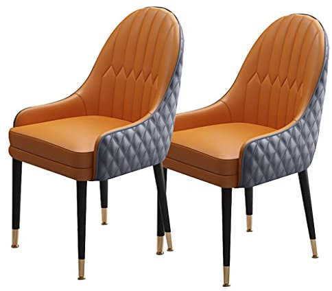 Generic Esszimmerstuhl, Moderne Armstühle Küche Esszimmer Stühle Set Von 2 Mikrofaser Leder Weich Gepolsterte Sitz Holz Beine Stuhl/Orange Gelb/53 * 47 * 90Cm