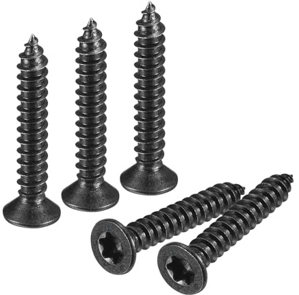 sourcing map #6 x 1-inch Flat Head Torx/Star Wood Screws, 150 Pcs 304 Stainless Steel, Full Threaded, Black Coated, Self-Tapping Screws Fit T15 Bit for Wood, Plastic and Soft Metal