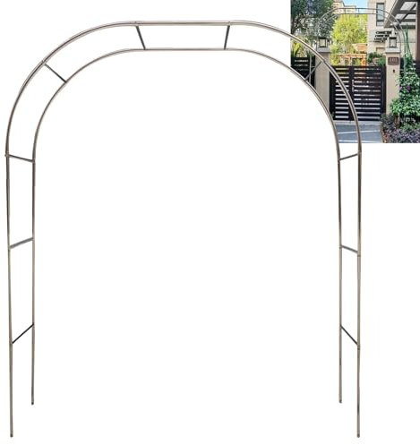 Arche de jardin en acier inoxydable 240 cm de haut x 4 x 2,4 m de large pour plantes grimpantes, arche de cérémonie de mariage