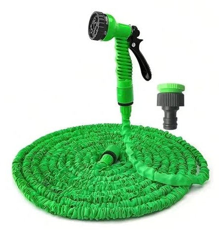 Erweiterbarer Gartenschlauch mit Aluminium-Düsen-Set, 38 m, flexibler Wasserschlauch für Haus und Garten, leicht und langlebig, inklusive Wasserpistole, ideal zum Bewässern von Pflanzen und zur