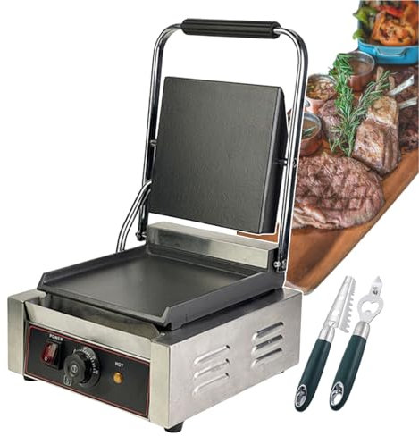 CAFIEDR Electric Commercial Sandwich Makers And Bread Presses Grill With Non-Stick Plates On Both Sides 50-300°C/Nonstick Sandwich Toasters For Cooking Options, Outdoor Camping, Grooved (Groo/Smoo)