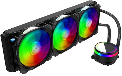 SIMPLETEK - Disipador CPU All in One RGB 360 mm | M360 | Socket AM5 AM4 AM3 AM2+ AM2 FM1 TR4 | Negro, 3 ventiladores de 120 mm
