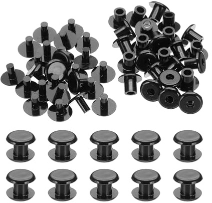 PATIKIL M5x6mm Kunststoff Bindungspfosten, 24 Sets Kunststoff Chicago Schrauben Bindungsschraube Nietpfosten Druckknopf für Leder Scrapbook Fotoalben, Schwarz