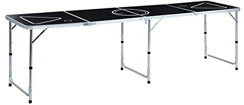 BOWEKAM Home & Garden - Mesa plegable para cerveza pong (240 cm), color negro