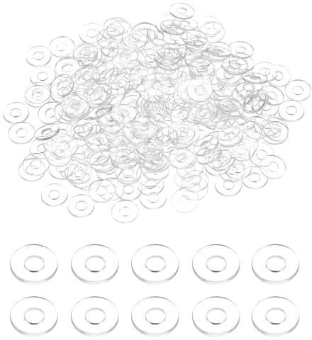 QUARKZMAN 240 Pcs Arandelas Planas De PVC M2 Arandelas Planas Transparente | Ojetes De Plástico De Plástico Sujetador Espaciador De Sellado, 2mm Diámetro Interior, 5mm Diámetro, 0.5mm Espesor