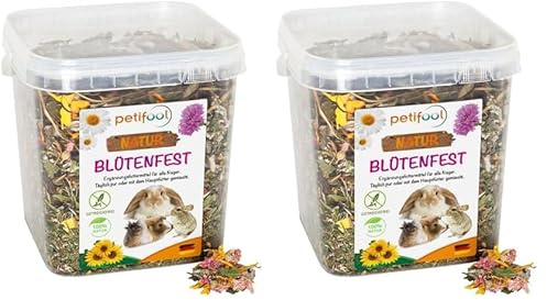 petifool Blütenfest 380g - Ergänzungsfutter für Nager - natürliches Nagerfutter für Kaninchen, Meerschweinchen, Hamster, Chinchilla & mehr - ohne künstliche Zusätze - 100% Natur - artgerechtes Futter