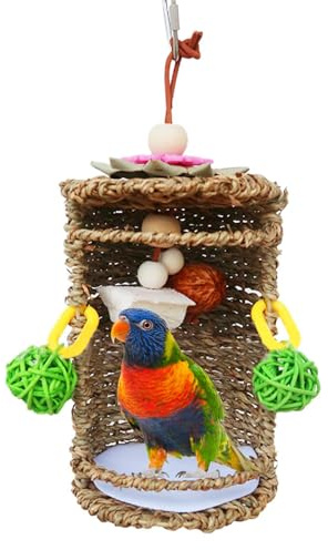Hamaca - Tienda para de pájaros, Juguete de protección, casa de Peluche, de pájaro, Cama Colgante, de Paja Caliente para Viajes pequeños y medianos