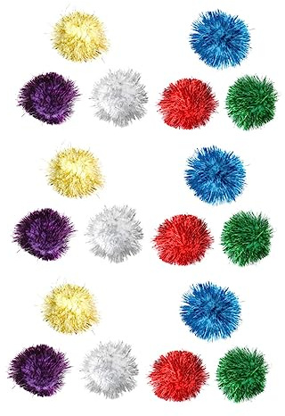 UKCOCO Boules à Pompons pour Chat Scintillantes Lot 18 Pièces 5 Cm Multicolores Jouet Interactif pour Chats Domestiques Joueurs