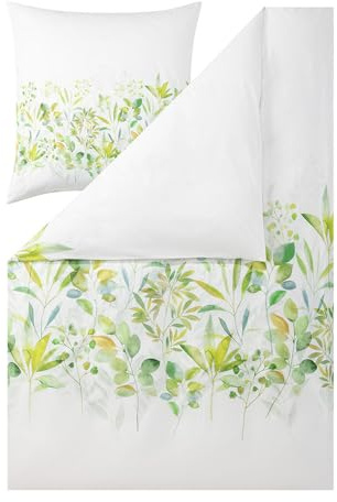 ESTELLA Bettwäsche Siwa grün | Mako-Satin - 100% Baumwolle (1 x 80x80 + 1 x 135x200 cm)