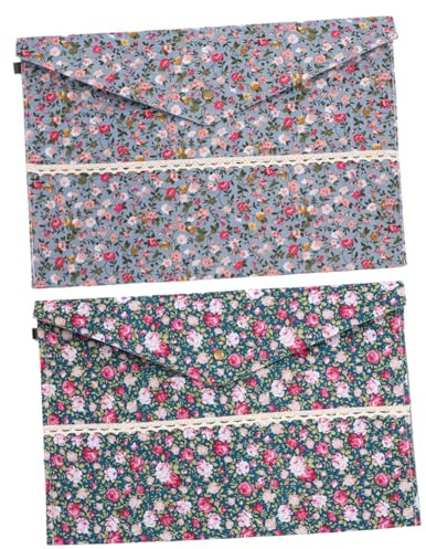 4 Stück-pack Aktenordnertaschen A4 aus Stoff mit Blumenmuster | Dokumentenaufbewahrung für Büro und Zuhause, Leicht zu Tragen, Klassischer Stil Zufälliger Stil