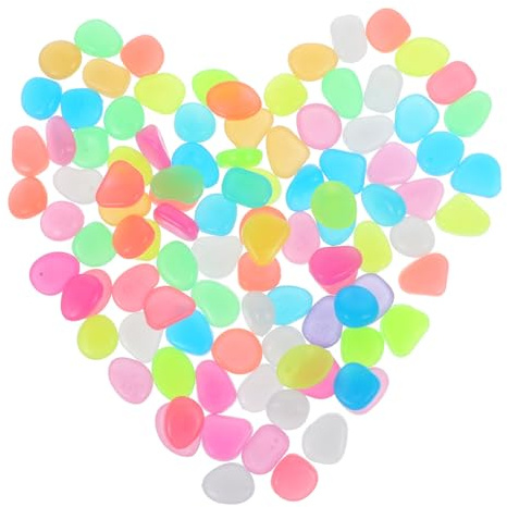 Abaodam 100pcs Luminous Pebbles Glow Dark Pebbles Multi-function Fish Tank Ornaments Aquarium Stones Decorative Aquarium for Garden Landscape
