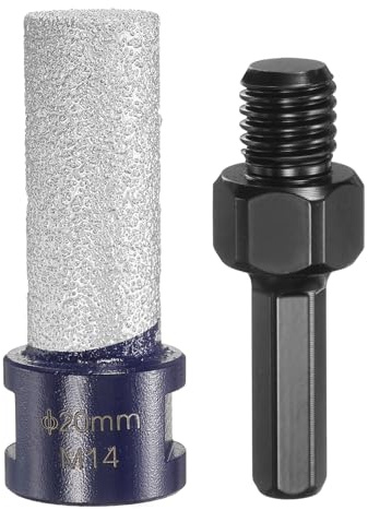 HARFINGTON Diamond Finger Milling Bits 20mm (3/4) Dia 5/8-11 Thread Diamond Milling Bit for Enlarging Shaping Existing Holes in Porcelain Ceramic with 3/8 Hex Shank Adapter, Blue/Black