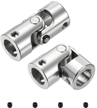 sourcing map 2pcs Universal Joint Shaft Coupling, 10mm to 10mm Inner Dia Rotatable Steering Shaft U Joints Coupler with Screws for RC Car, Robot, Boat Drive Ship Motor Use
