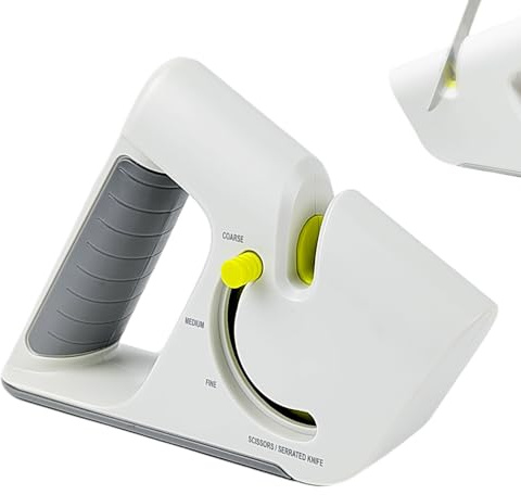 Affilacoltelli manuali, affilatore 4-in-1, carburo di tungsteno, diamante in resina e pietra ceramica per coltelli da cucina e forbici – Affilatura facile