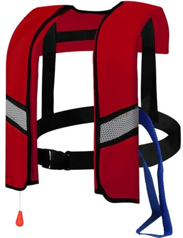 Schwimmweste Erwachsene - Vollautomatische Rettungsweste mit Reflektoren für Outdoor-Abenteuer, Automatische Aufblasfunktion & Sicherheitspfeife, Ideal für Wassersport & Bootsfahrten (Rot)