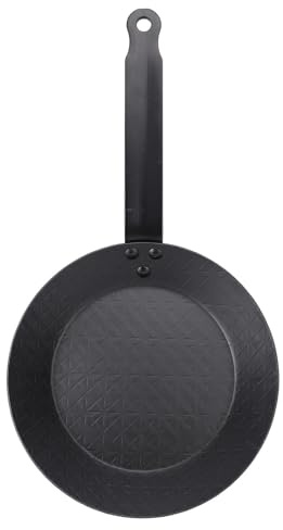 Fyearfly Sartén de acero al carbono para gas e inducción, calentamiento uniforme, fácil de limpiar, sartén antiadherente, tamaño grande